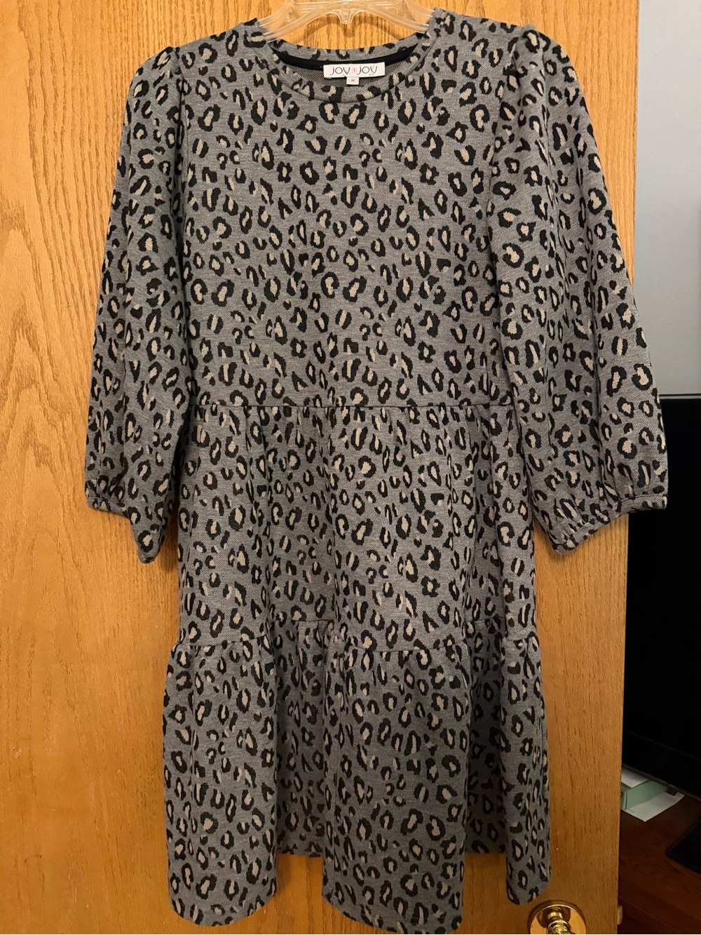 JOY Joy Gray Leopard Print Tiered Dress